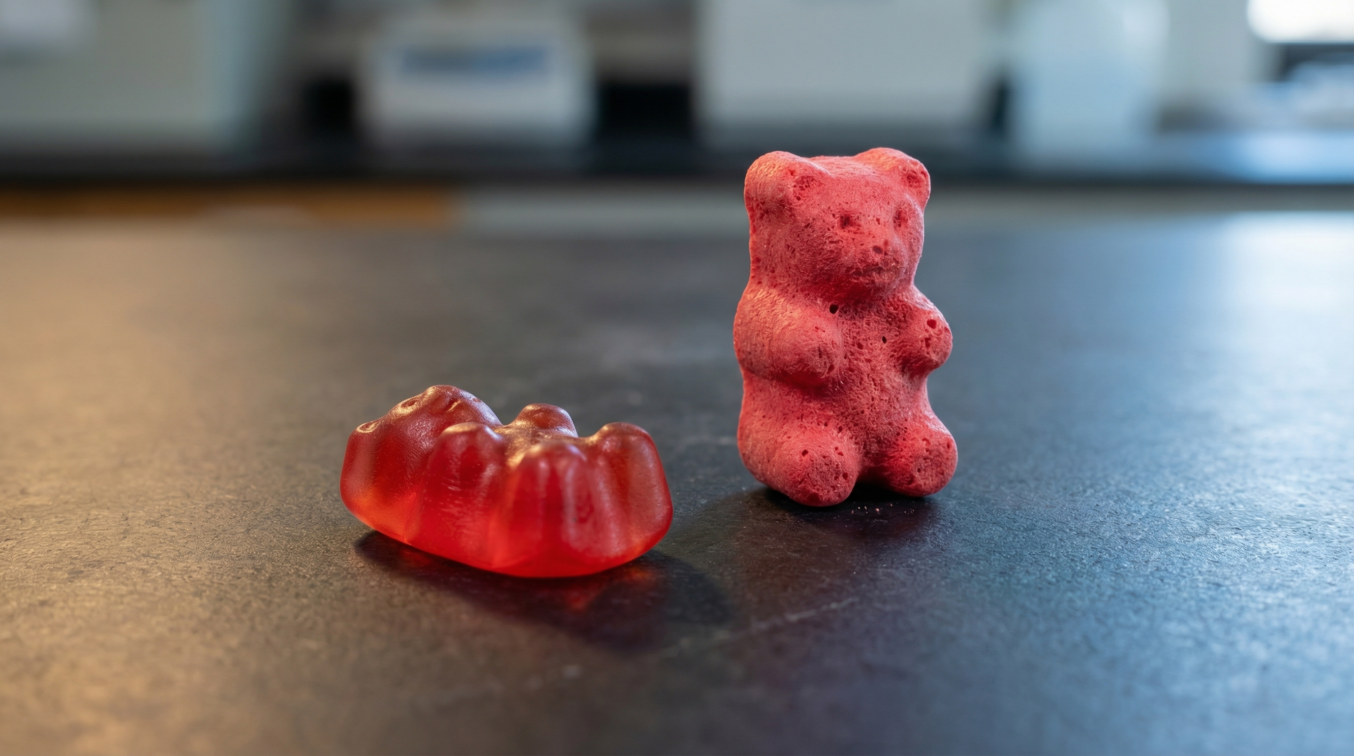 CrunchLab Comparative Density - Standard vs. freeze-dried candy comparison