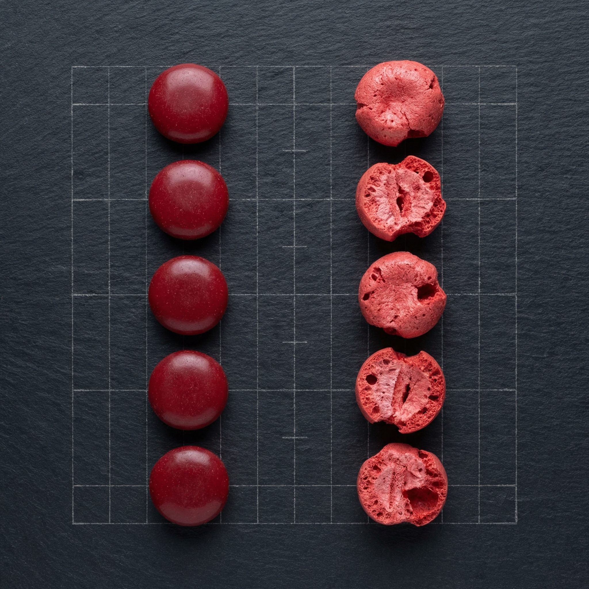 CrunchLab Flavor Matrix - Freeze-dried candies arranged in a grid