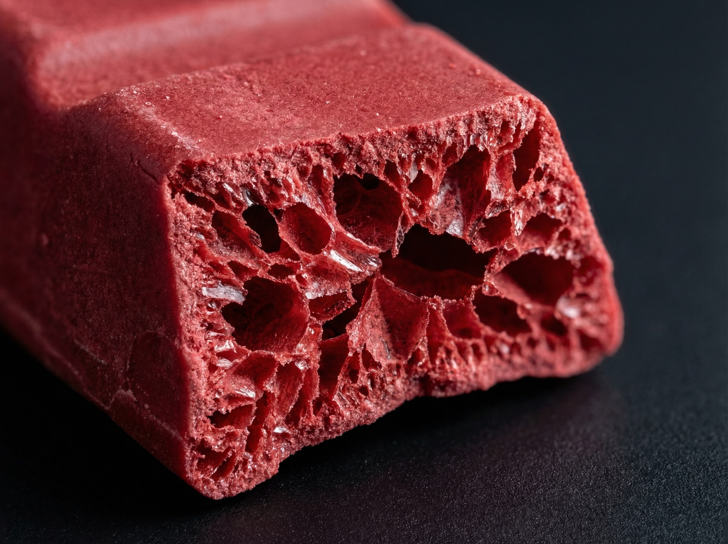 CrunchLab Macro Cross-Section - Detailed texture of freeze-dried candy